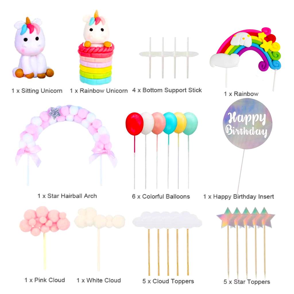 Unicorn Birthday Cake Decorating Cards Rainbow Party Unicorn Cake Decorating Set