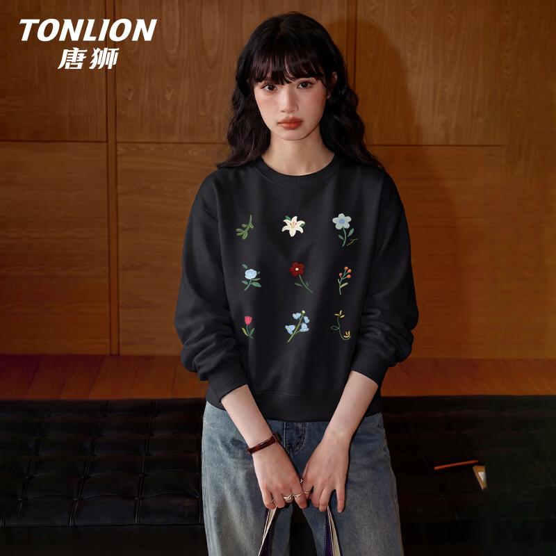 Женский свитшот TonLion с круглым вырезом и цветочным принтом