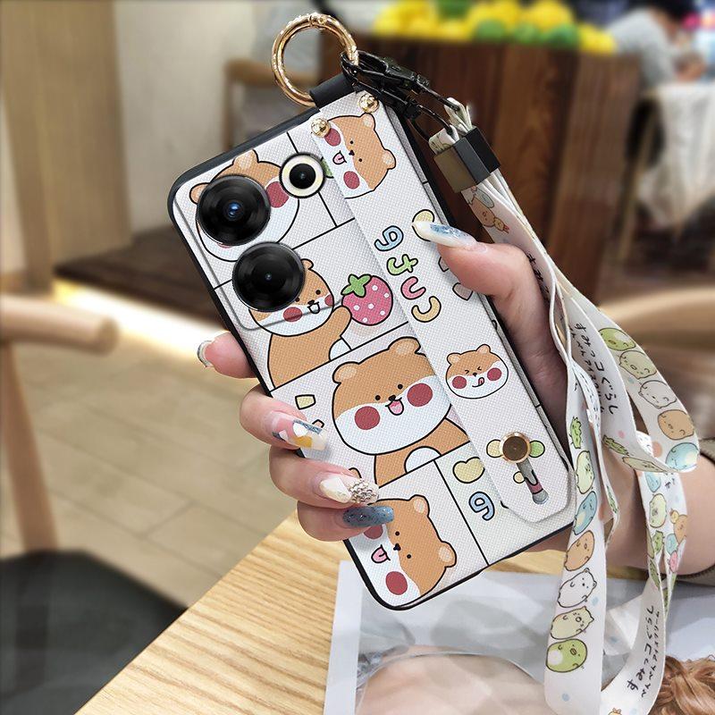 Милый чехол-шнурок для телефона Tecno Camon20 Pro 5G/CK8n, силиконовый держатель для телефона, мягкий чехол, задняя крышка, водонепроницаемый ремешок на запястье