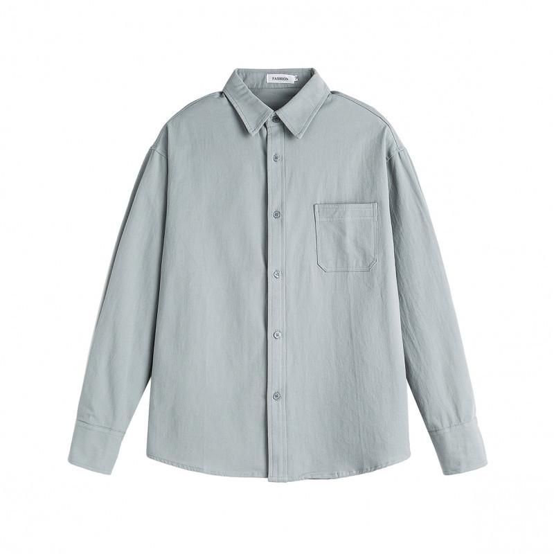 Простая и универсальная красивая рубашка с длинными рукавами-фонариками на плечах, осенне-зимняя мужская хлопковая рубашка