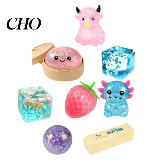 TPR Stress Ball 8Pcs Sugar Squeeze Toys, Soft Relief Fidget Toys Toy for Adults, Anxiety Calming Sensory Party Gift Durable Reliever