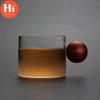 Стеклянная чашка для виски и вина с деревянной ручкой, офисная маленькая чайная чашка, кружка ручной работы, посуда для напитков