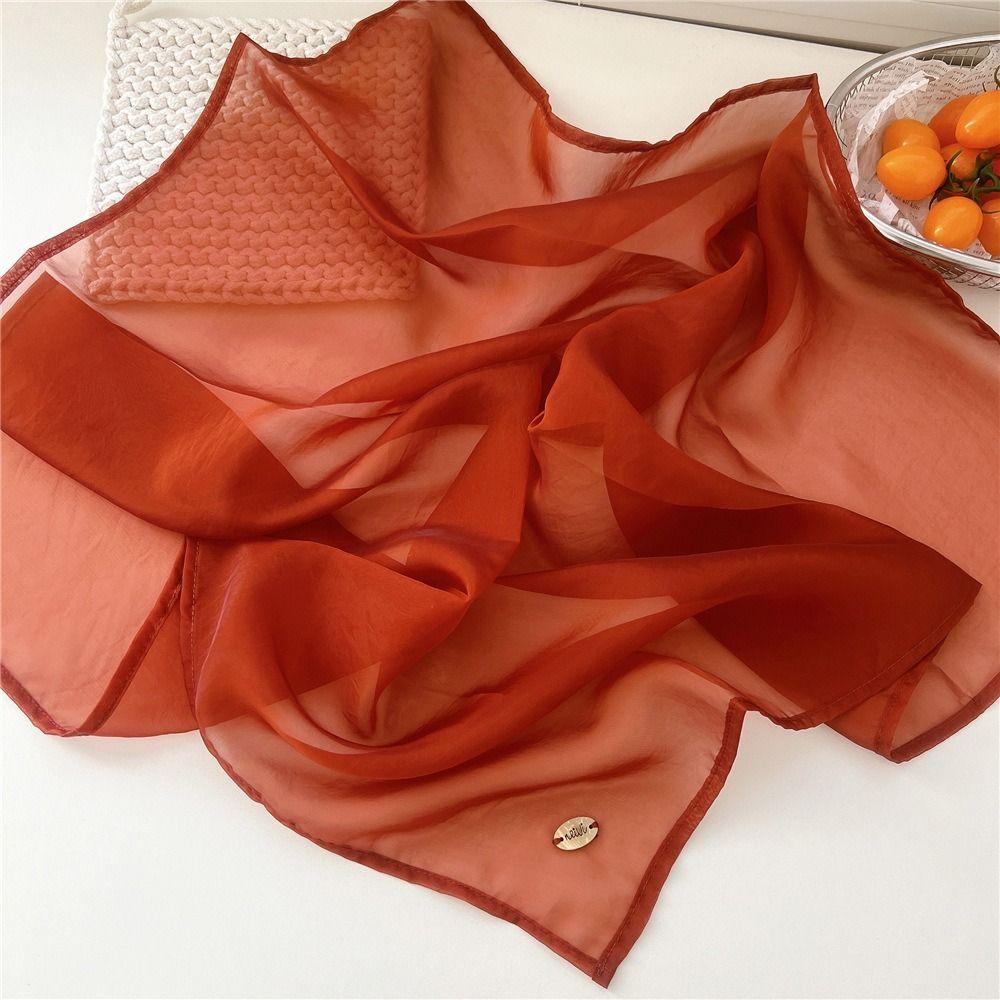Solid Color Small Square Scarf Thin Square Handkerchief Retro Cotton Linen Scarves Female