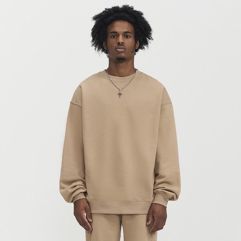 2026 FOG Sweatshirt Men 380G Fleece Lined Heavyweight Crewneck Oversized Earth Tone Streetwear Pullover