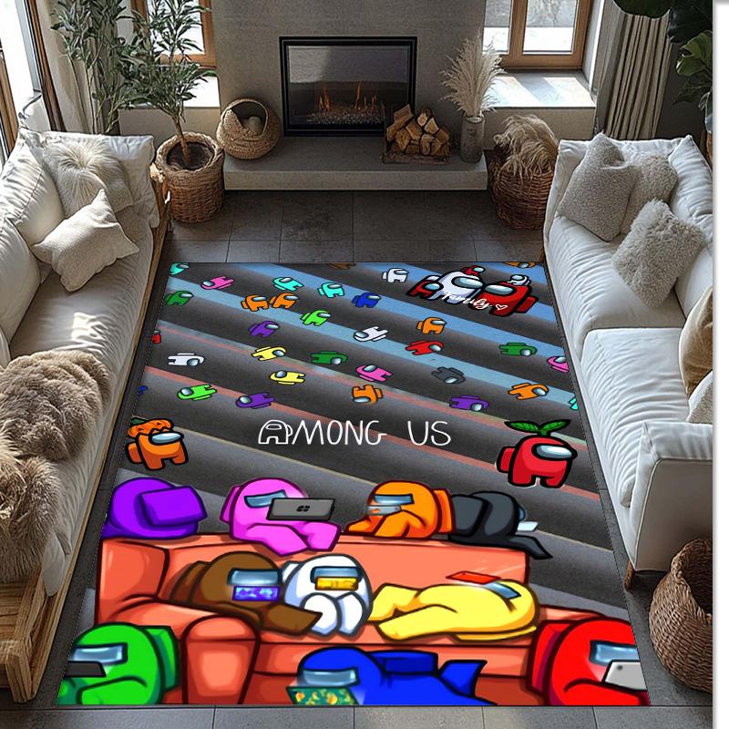 Among Us Crystal Velvet Rug, Soft Anti‑Slip Crystal Velvet Carpet for Living Room Bedroom Home Decor