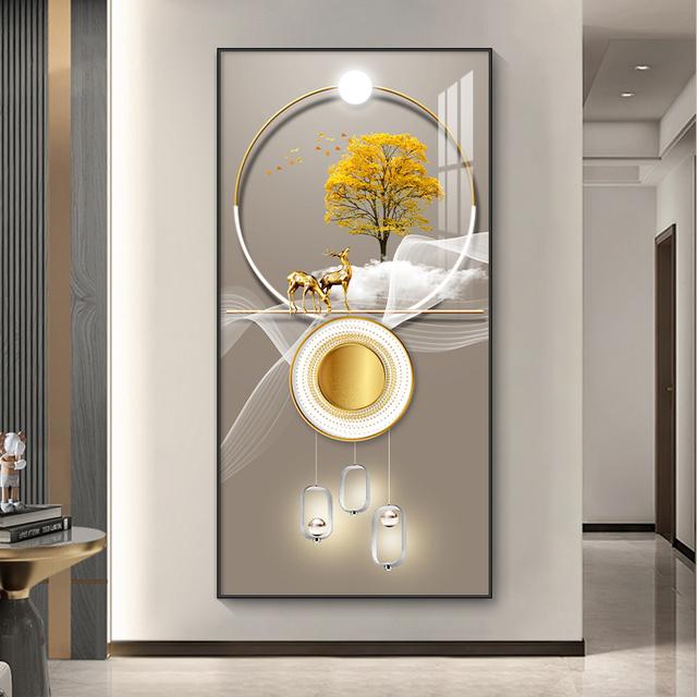 Абстрактная роскошная золотая картина на холсте, богатое дерево, свет, настенное искусство, постеры с оленями и принты для гостиной, крыльца, декора коридора