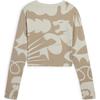 Puma Artisanal All-Over Print Long Sleeve Drop Shoulder T-Shirt Women Tops Brown 629969-68