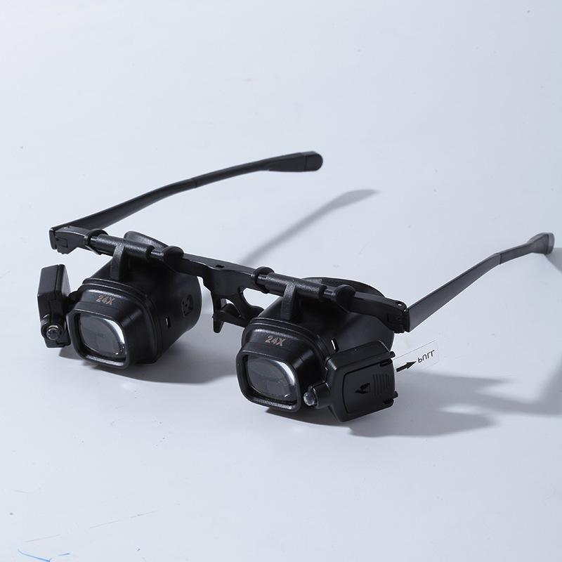 24X Headband Magnifying Glasses with LED Light Hands-Free Jewelry Clock Repair Magnifier
