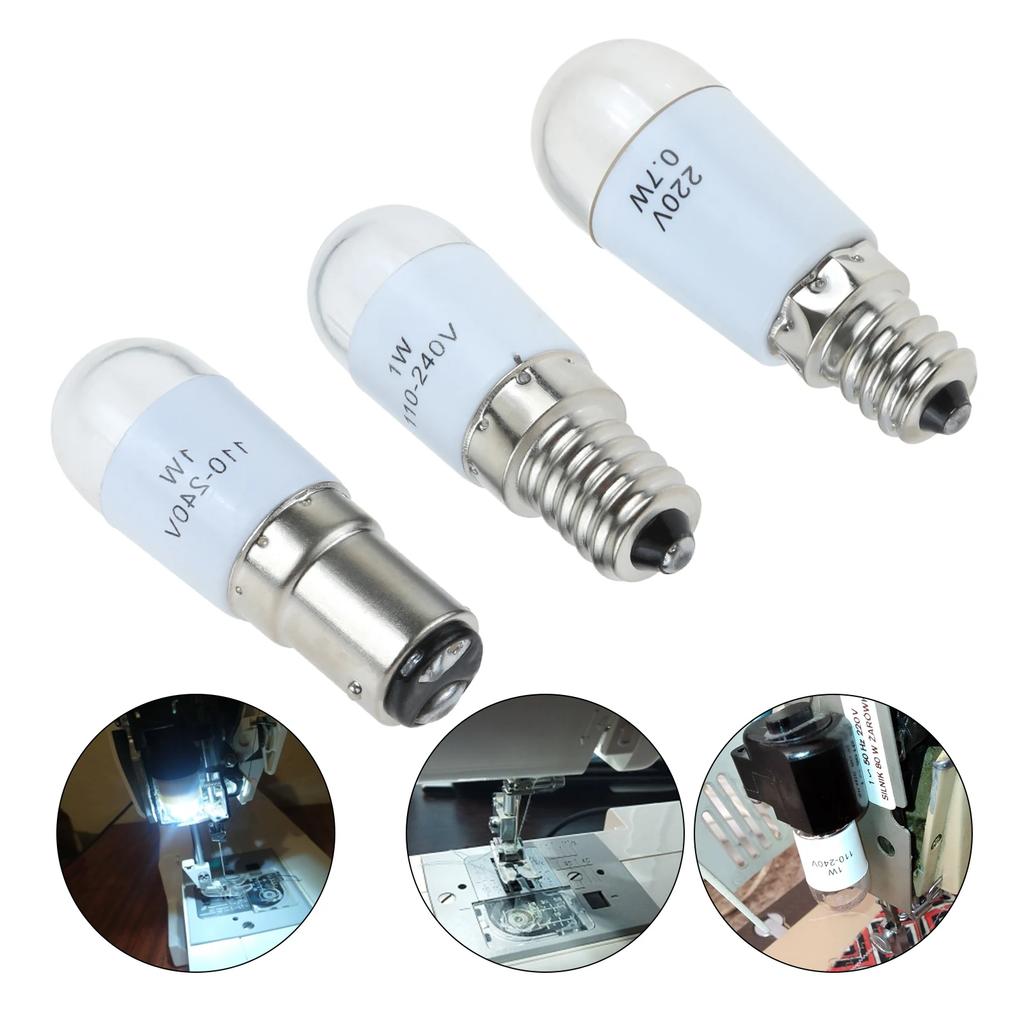 2pcs Universal Household Sewing Machine Light LED Bulb BA15D/E14/E12 110-220V 1W Illuminate Lamp Threaded /Plug-in Craft DIY