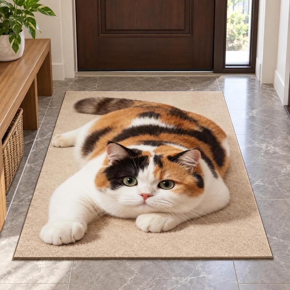 Реалистичный 3D коврик-кот для пола 40×60 см 50×80 см 60×90 см Коврик для двери спальни Ковер для ванной Комнатный декор