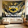 Custom Name Personalized AEK Athens FC Print Tapestry, Wall Art Decor, Bedroom, Dorm, Apartment, LivingRoom, Party Backdrop, Gift for Birthday