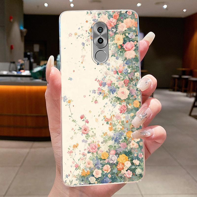 Чехол для телефона Huawei GR5 2017 / Mate 9 Lite / Honor 6X Capa Бабочка Бант Защитный Корпус Прозрачный Мягкий Силикон TPU Чехол