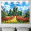 Emerald Castle Backdrop Green Castle Spring Fairy Castle Rainbow Background Party Decorations Portrait Photo Booth Props Banner