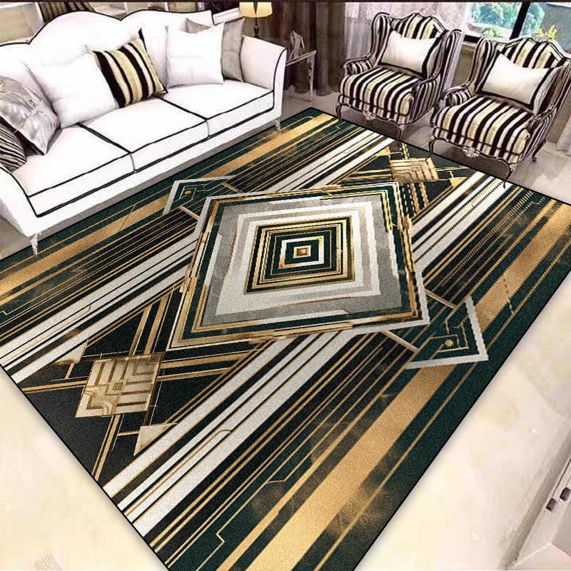 Легкая роскошь Европейский ковер Черное золото Украшение гостиной Ковры для диванной зоны для спальни Гардероб Нескользящие Моющиеся напольные коврики