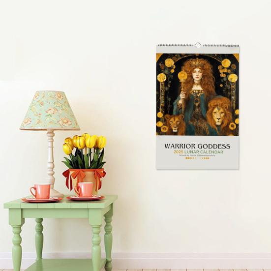 Календарь фаз Луны «Воительница» на 2025 год, настенный календарь на 12 месяцев, готический декор для дома для любителей греческой мифологии