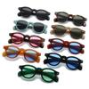 Vintage Oval Sunglasses Women Fashion Clear Ocean Lens Shades UV400 Men Trending Rivets Round Blue Green Sun Glasses