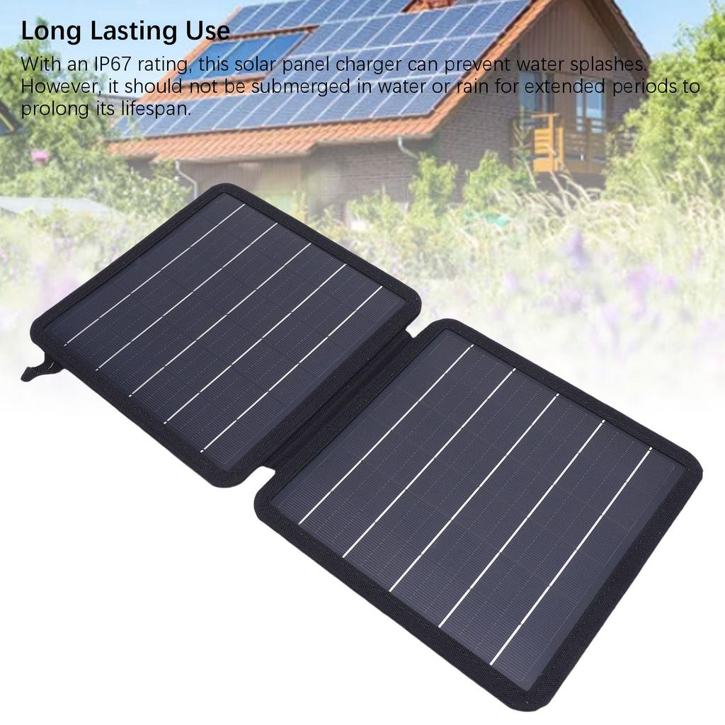 Портативное солнечное зарядное устройство 10 Вт 5 В Монокристаллическая складная солнечная панель с выходами USB C USB A Совместимо с мобильным телефоном планшетом IP67 для кемпинга пеших походов