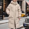 Зимняя куртка средней и длинной длины с капюшоном из хлопка, женская толстая выше колена, водонепроницаемая парка, пальто с капюшоном и большим карманом