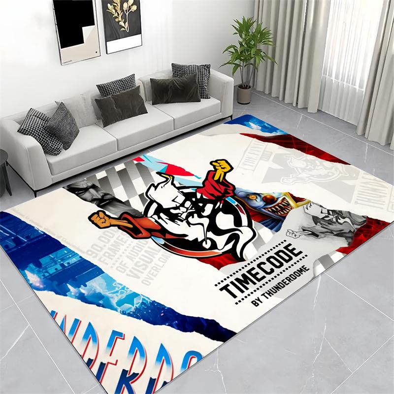 Stylish Cartoon Fighter Inspired Carpet, Red & Black Action Floor Rug