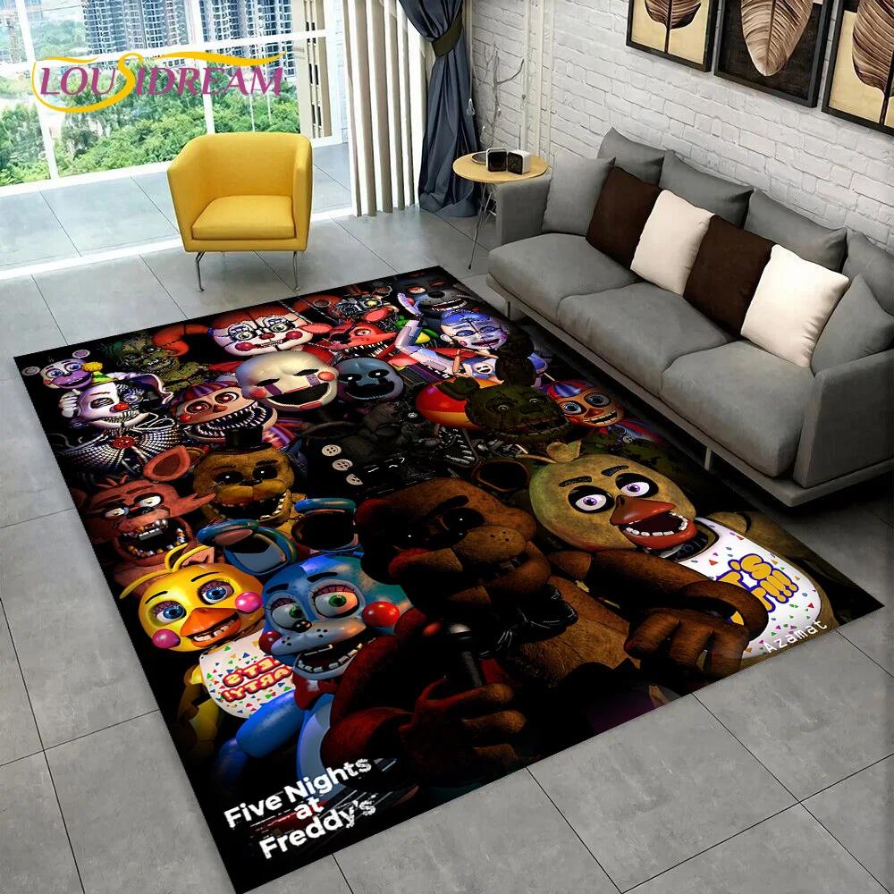 Ковер с изображением Фредди из хоррор-игры FNAF, коврик для дома, гостиной, спальни, дивана, прихожей, декора, коврик для детской игровой зоны, нескользящий коврик для пола