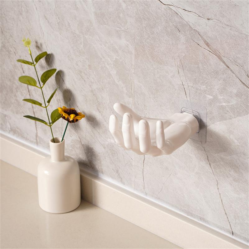 Wall Hook Practical Trace-less Resin Hand Shape Hook Key/pack /headphone Storage Hanger Livingroom Bathroom Supplies