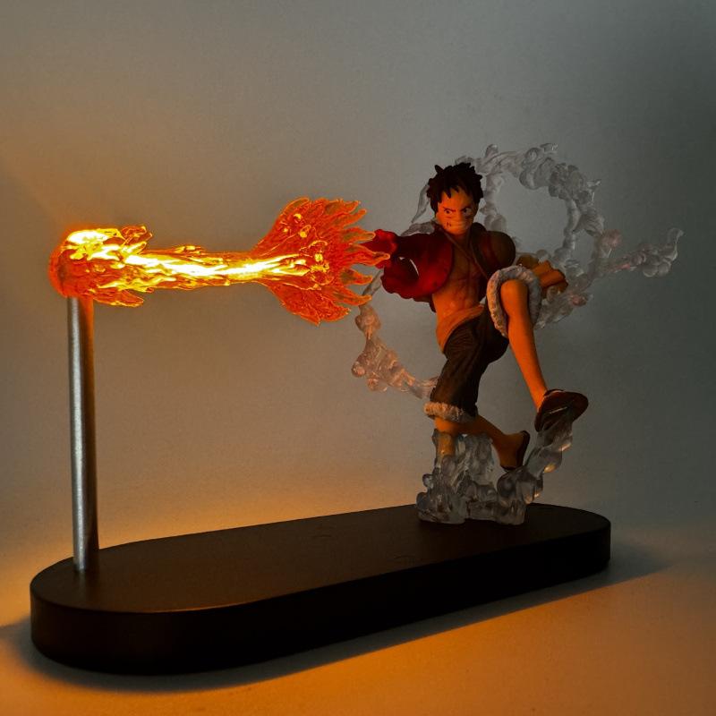 ONE PIECE peripheral figure, night light version, fire fist Luffy statue, fire fist Ace doll model ornament two-dimensional element