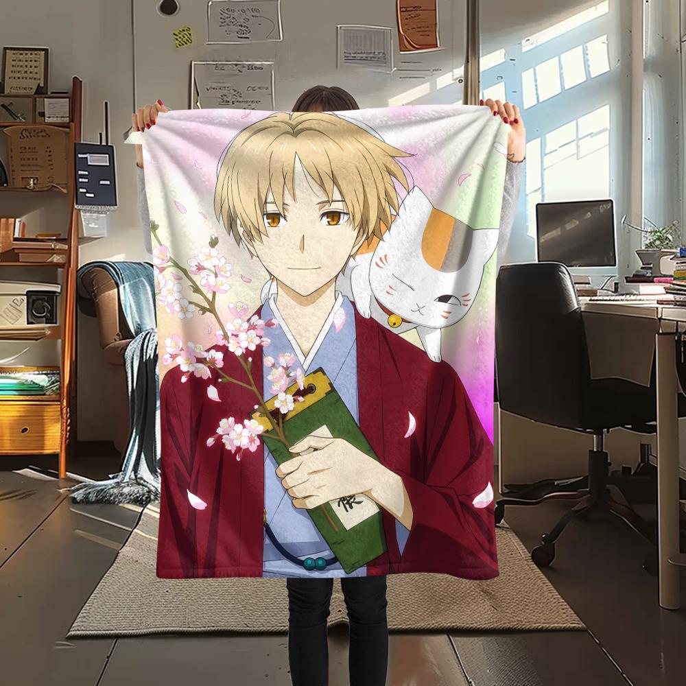 Takashi Natsume Print Flannel Blanket,High quality Comfortable for All Seasons,Home Decor,Warmth and Comfort,Perfect for Christmas Gifts