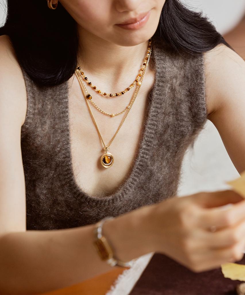 Lola Rose Heliocentric Tiger Eye Citrine Bead Women'S Necklace