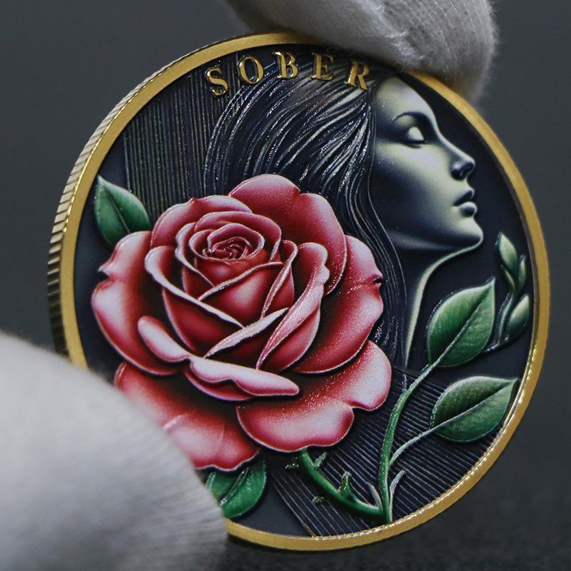 Памятная монета Pink Lady Rose Love, подарок на День святого Валентина, с золотым и серебряным покрытием, памятная медаль, монета, рождественский подарок, наполнители для чулка
