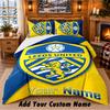 Leeds United Pattern Bedding 3Pcs Set Custom Name, Bed Sheet And Pillowcases For Home Bedroom
