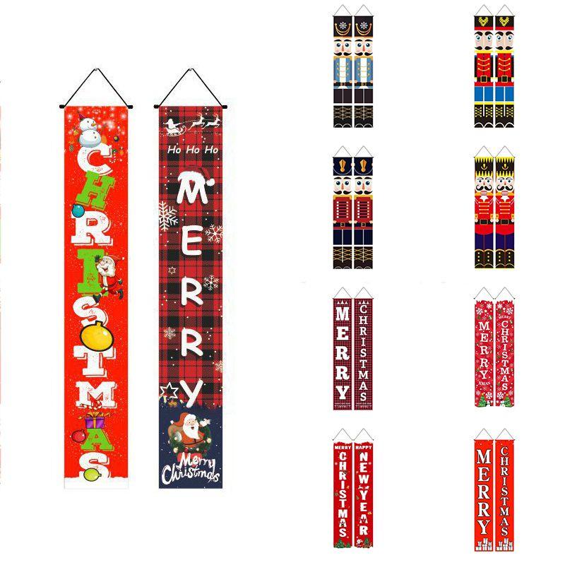 Festive Nutcracker Christmas Decoration Hanging Door Banner Soldier Character Porch Sign