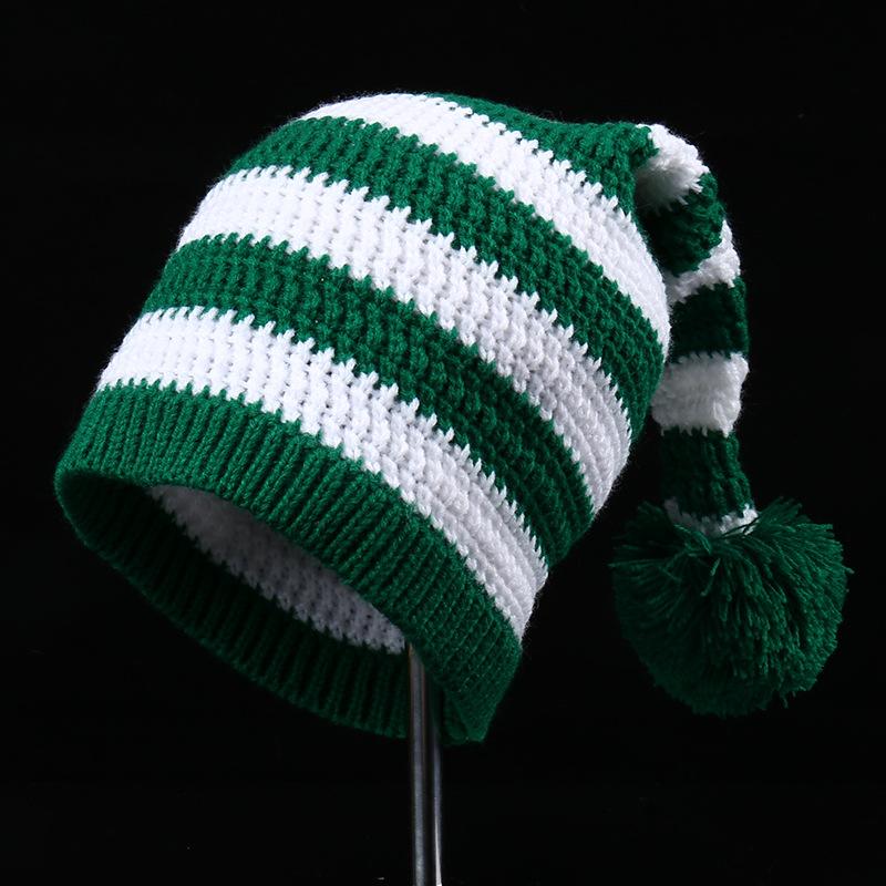 Red Christmas baby knitted wool hat autumn and winter hairball striped warm foreign style Christmas gift knitted hat
