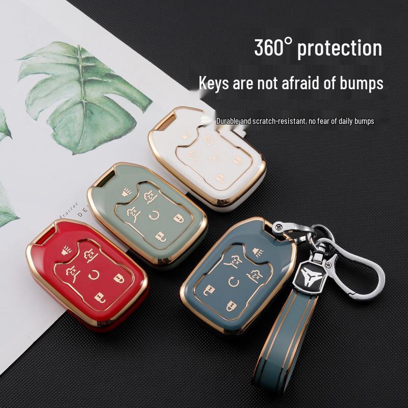 GMC Chevrolet Canyon TPU Car Key Protective Case with Gold Edge
