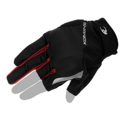 Komine GK-2603 Защитные сетчатые перчатки с 3 пальцами для мотоциклов Черный Красный S