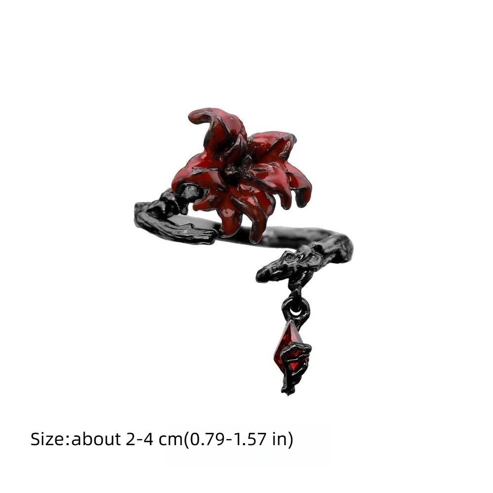 Dark Red Mandala Flower Jewelry Punk Style Necklace Retro Earring Women Accessories