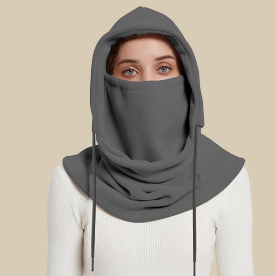 Флисовый головной убор для верховой езды однотонный с регулируемой кулиской 3 в 1 шапка для катания на лыжах с защитой лица и шеи, аксессуар для велоспорта