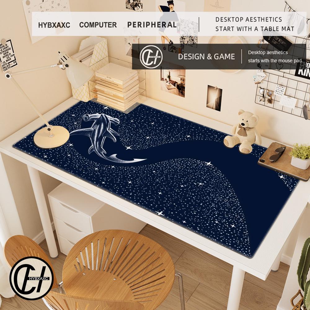 HYBXAXC Simple Black Large Gaming Mouse Pad with Deep Sea Whale Design, Keyboard Mat XXL Desk High-definition Computer Desk Pad
