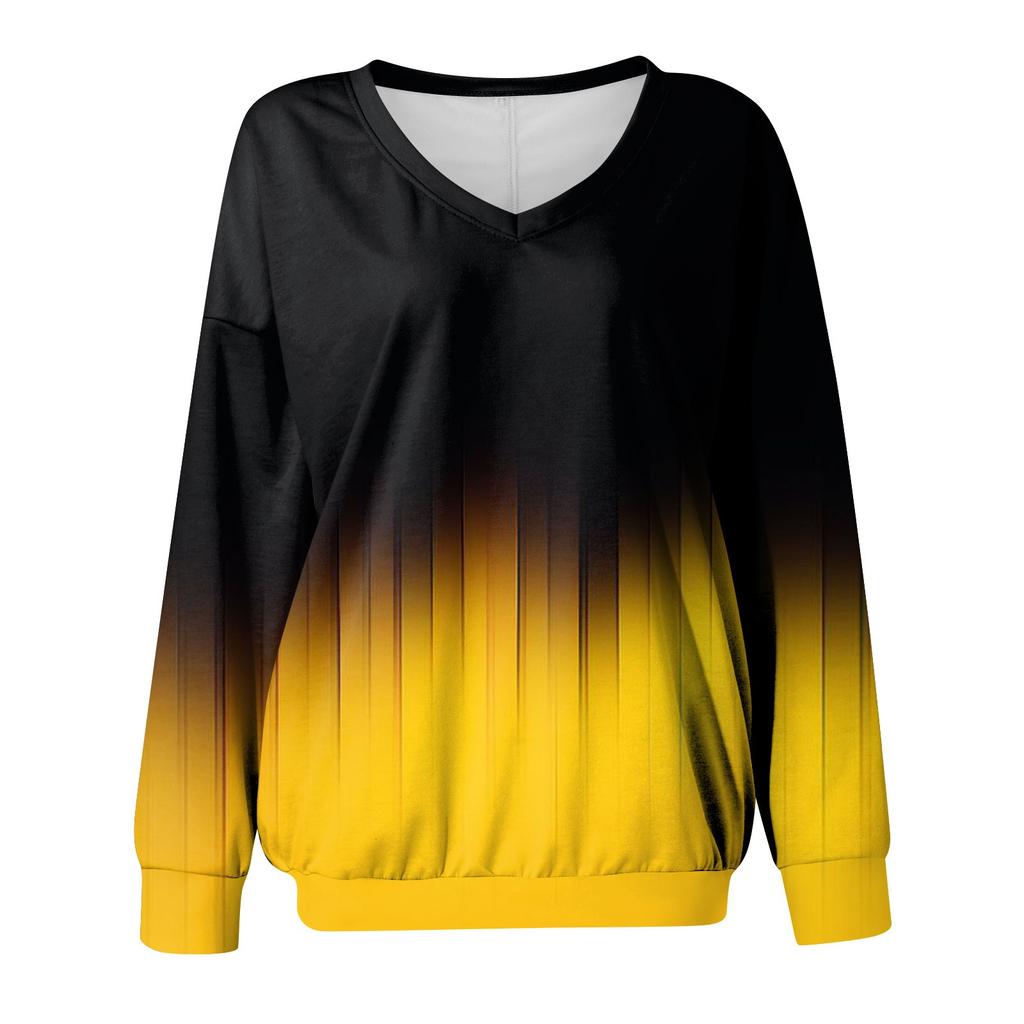 Женская модная повседневная толстовка с длинным рукавом и v-образным вырезом с принтом