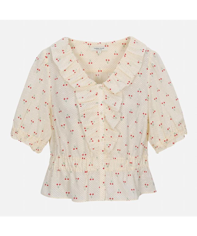 THURSDAY ISLAND Small Floral Pattern Ruffle Blouse_T254Abl269W