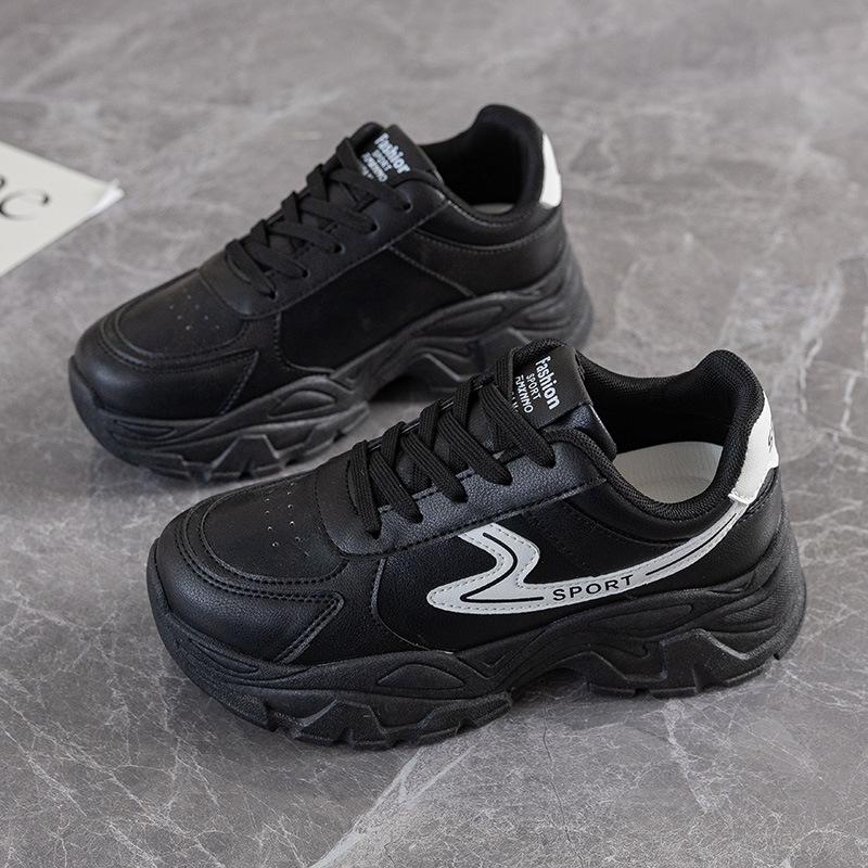 Platform Women's Shoes 2025 Spring and Autumn New Korean Version of Dad Shoes Round Head Lace-up Small High-heeled Mesh Women's Shoes