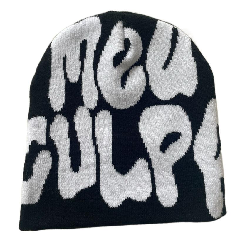 Hot Sell Customized Adult Fashion Printing Soft Winter Hat Knitted With Letters for Men and Women