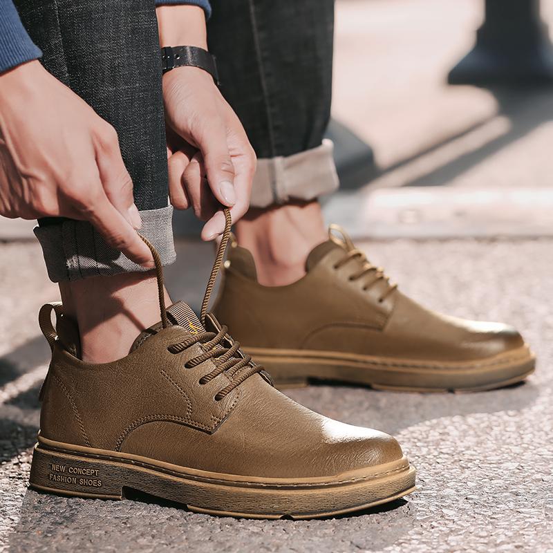 Модная повседневная шнуровка, модная мужская кожаная обувь, обувь с высоким верхом, деловая, уличная, универсальная мужская, взрослая, для вечерней вечеринки, черная обувь