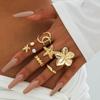 European and American Bohemian Personality Starfish Ring Set Geometric Hollow Sunflower Ring Ring Woman