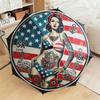 1pc American flag design Umbrella Portable Folding Umbrella Iron Frame Hole Bone Structure Outdoor Home Umbrella