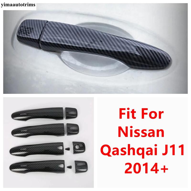 Car Outside Door Handle Protection Decoration Cover Trim For Nissan Qashqai J11 2014 - ABS Carbon Fiber Look Accessories