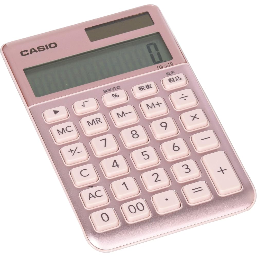 Casio Stylish Calculator, Light Pink, 10-Digit, Large Pocket Type, NS-S10-PK-N