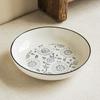 Изящная керамическая миска с принтом, мелкая миска, минималистичная столовая миска, бытовая круглая большая миска, практичная миска для овощей, салатник.