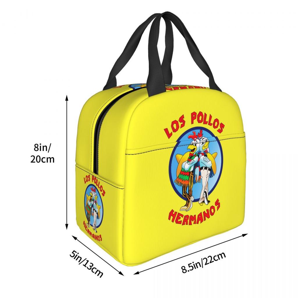 Distressed Breaking Bad Resuable Lunch Box for Women Multifunction Los Pollos Hermanos Cooler Thermal Food Insulated Lunch Bag