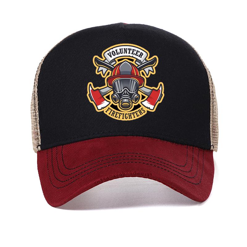 Бейсболка Пожарного-Волонтера Мужская Пожарная Служба Крутая Мода Летняя Прохладная Сетчатая Дышащая Тракер