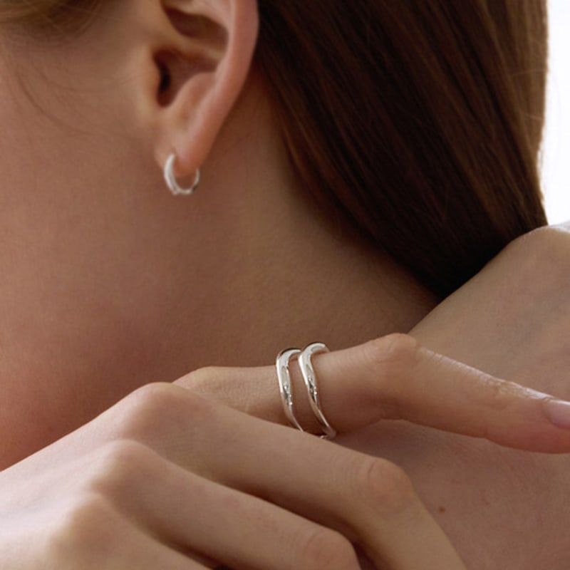 PAIGEFLYNN JEWELRY [Серебро 925 пробы] Кольцо с открытым дизайном 'Прощай' с двумя линиями